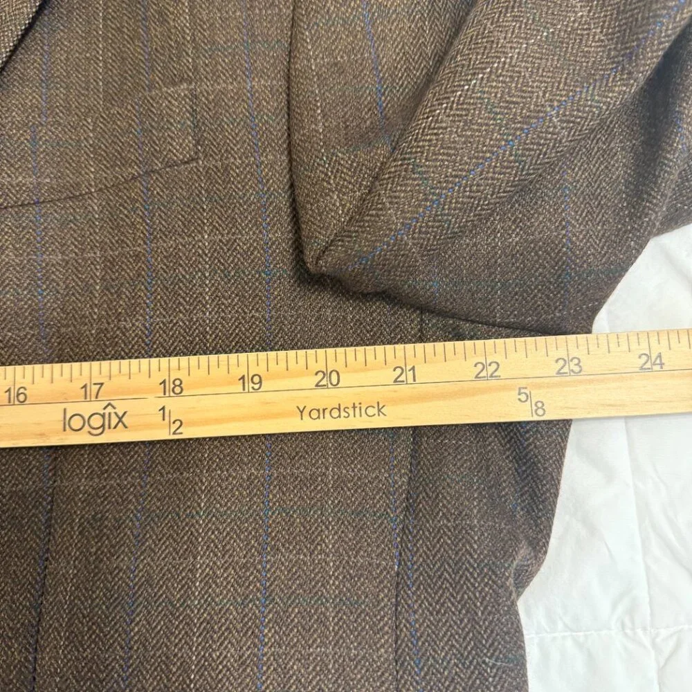 Lauren Ralph Lauren Men 43R Brown Plaid Blazer Sport Coat 100% Lambs Wool Jacket